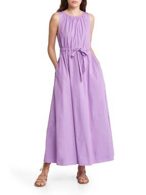 Xirena Rhiannan Womens Drawstring Cotton Maxi Summer Dress in Wild Violet Size S